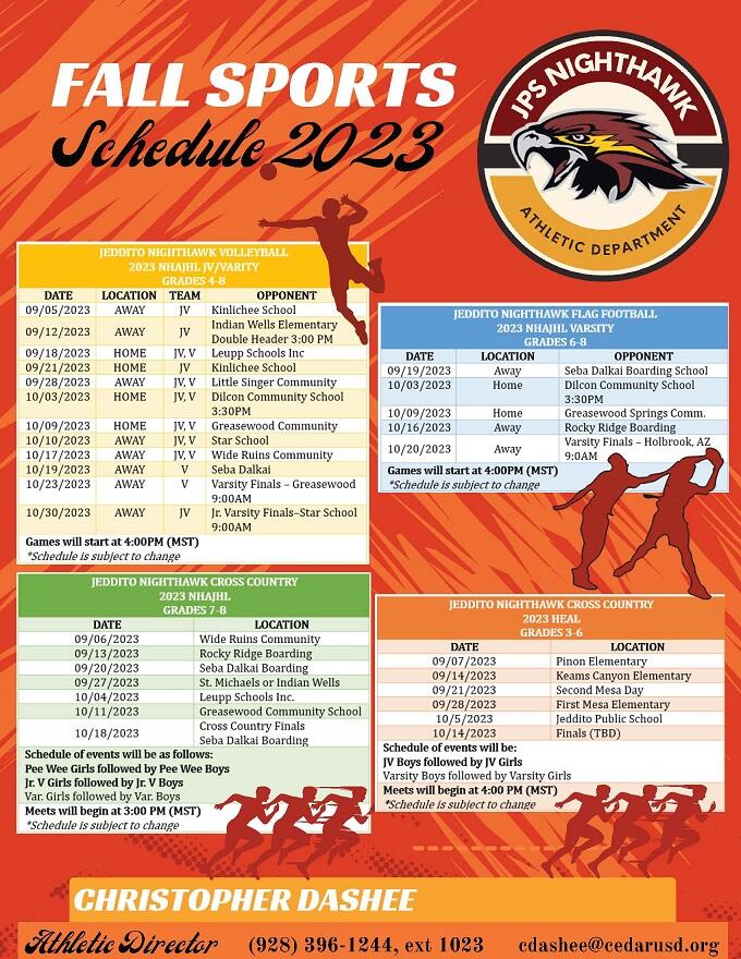 Jeddito Fall Sports Schedule